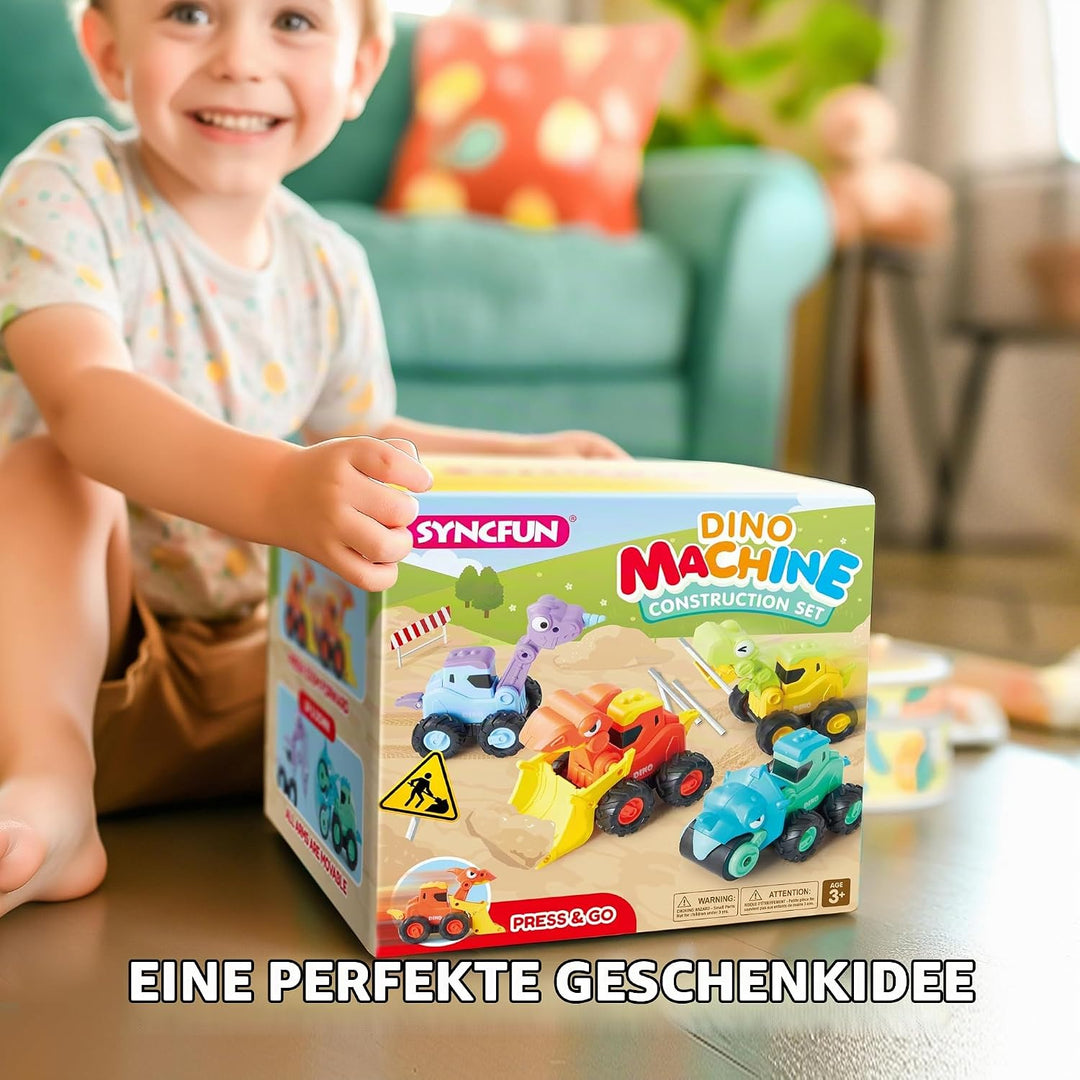 JOYIN 4 Stück Bagger Auto Spielzeug für 1 2 3 4 5 Jahren Kinder, Aufziehauto, Sandkasten Sandspielze