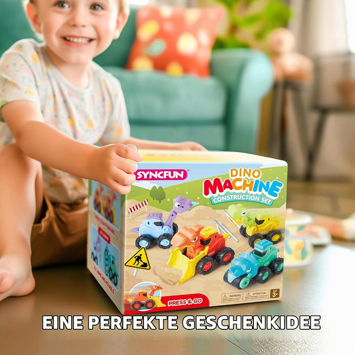 JOYIN 4 Stück Bagger Auto Spielzeug für 1 2 3 4 5 Jahren Kinder, Aufziehauto, Sandkasten Sandspielze