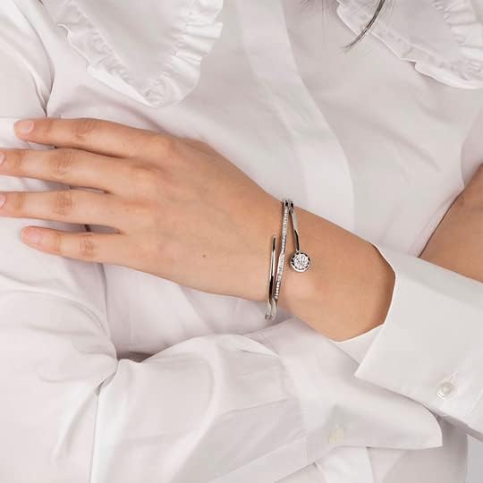 LOTUS STYLE Frau Armbänder Stahl Asscherschliff Blauer Zirkonia