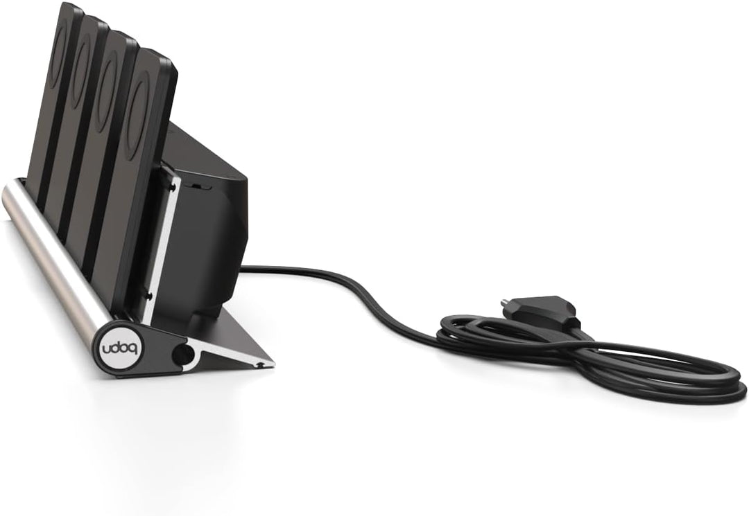 udoq 400 Ladestation für iPhone und AirPods, hochwertiges Design 4mm Aluminium, Lightning Kabel, Sil