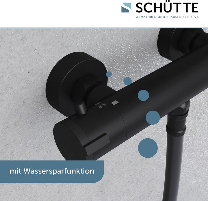 SCHÜTTE 52466 LONDON Thermostat Duscharmatur mit Verbrühschutz bei 38℃ &amp; 64916 Raven Duschstange und