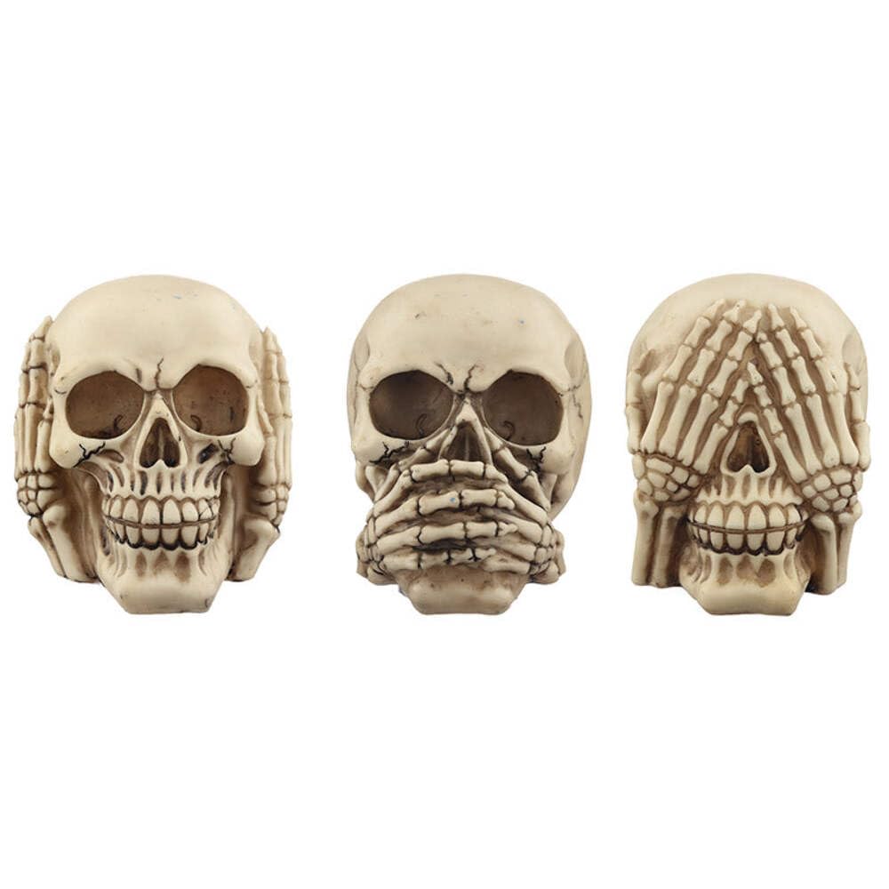 Puckator Fantasy Totenkopf-Set See, Speak, Hear No Evil, Kunstharz, Multi, Height 11cm Width 10cm De
