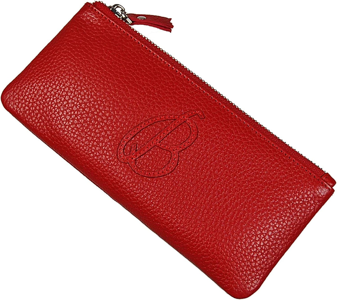 Kosmetiktasche Leder Kosmetiketui Schminktasche Stifteetui Make up Beauty Tasche GoBago (Rot), Rot