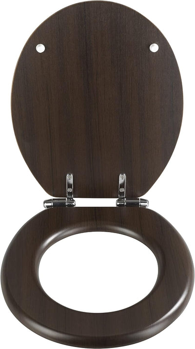 WENKO WC-Sitz Wenge, Toilettensitz mit Absenkautomatik in Holz-Optik, WC-Deckel für sanftes Deckelsc