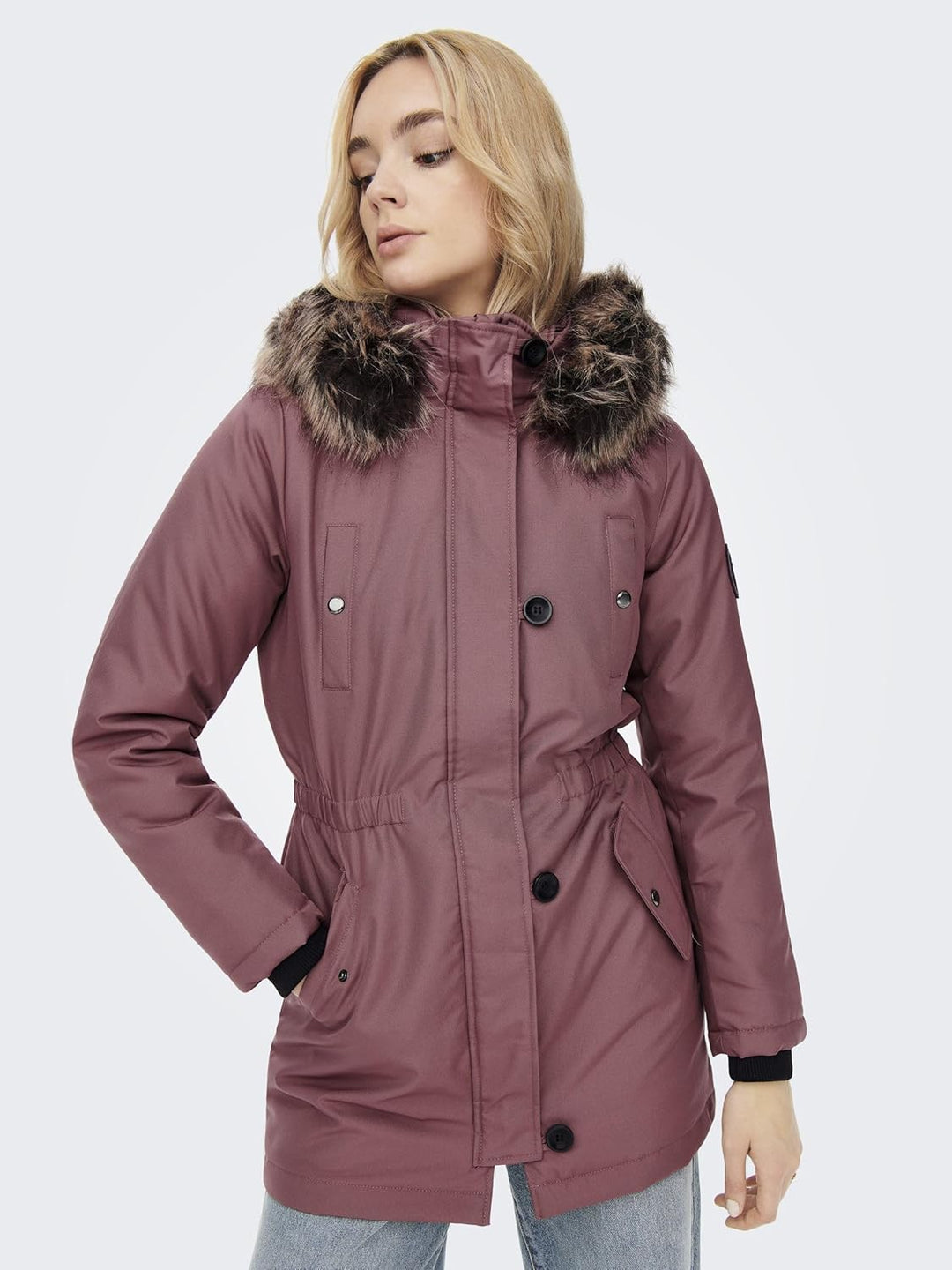 ONLY Damen ONLIRIS FUR Winter Parka CC OTW 15213755 XS Rose Brown, XS Rose Brown