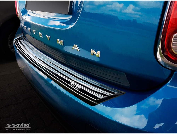 Spiegelschwarz Edelstahl Heckstossstangenschutz kompatibel mit Mini Countryman F60 2016-2020 'flag/l