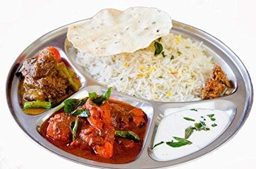 ASP Online Traders Set aus 4 Edelstahlplatten mit 4 Fächern/Teller für Abendessen/Mittagessen, 13 Zo