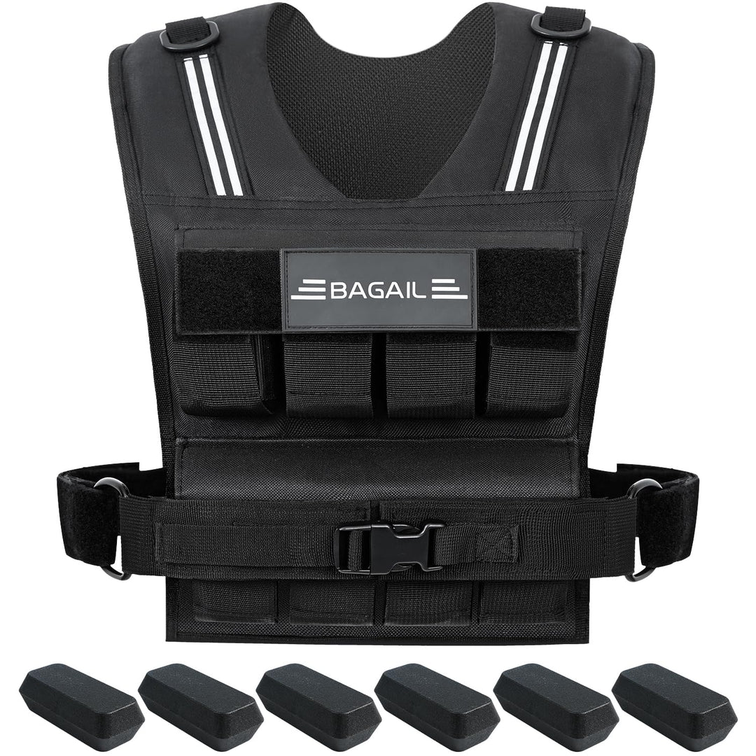 BAGAIL Gewichtsweste für Krafttraining, abnehmbare Eisenplatten, verstellbare Brustgrösse, Hochleist