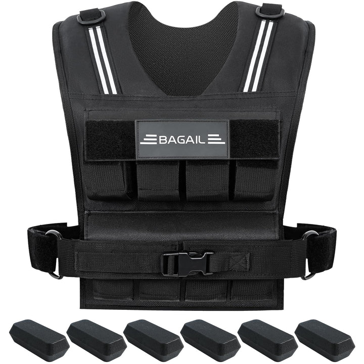 BAGAIL Gewichtsweste für Krafttraining, abnehmbare Eisenplatten, verstellbare Brustgrösse, Hochleist