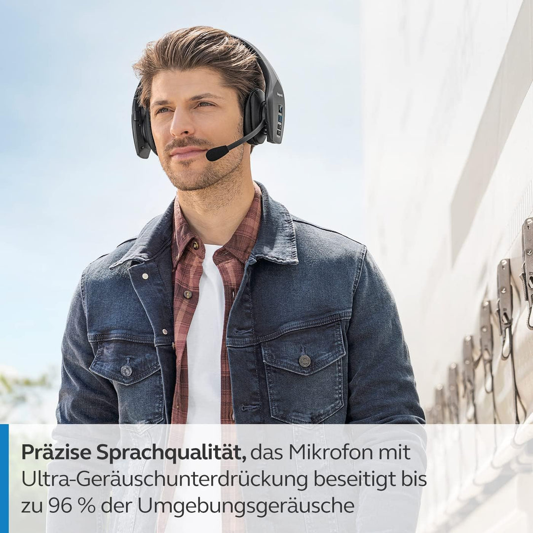 Jabra BlueParrott S650-XT Wireless Headset - 2in1 Convertible Stereo zu Mono Kopfhörer - 4 integrier