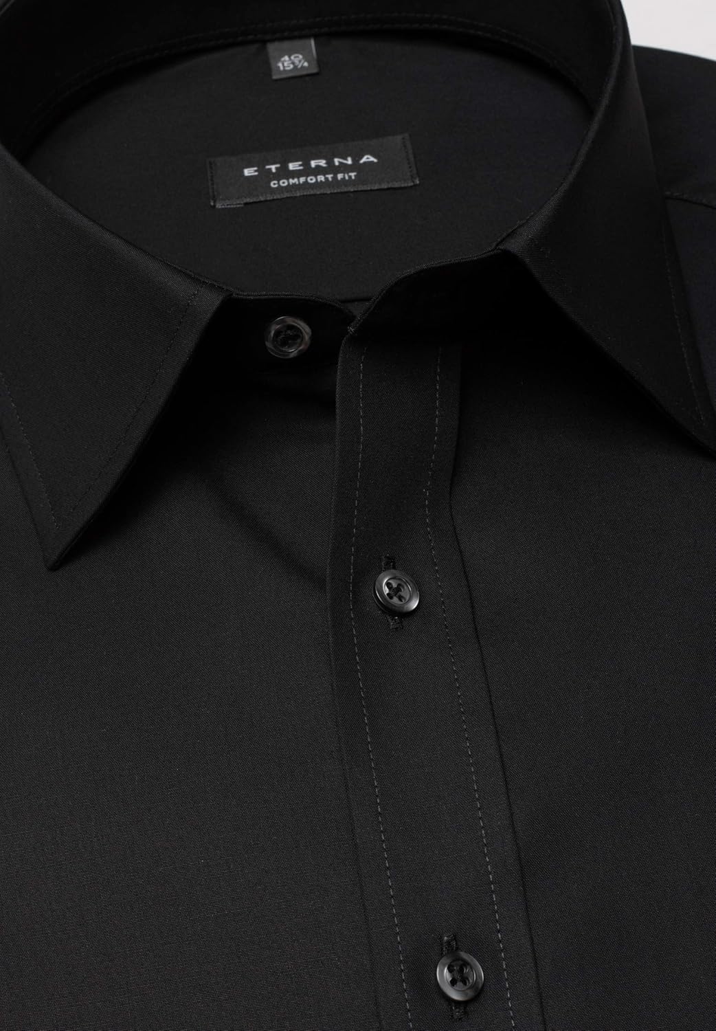 ETERNA Langarm Hemd COMFORT FIT Popeline unifarben 41 Kragen / 67 Ärmel Schwarz, 41 Kragen / 67 Ärme