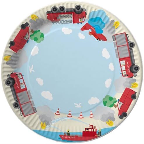 100-tlg. FEUERWEHR PARTY SET für Kindergeburtstag mit 6-8 Kinder: Teller, Becher, Servietten, Einlad