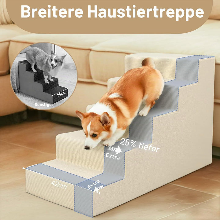 Niubya Hundetreppe für Kleine Hunde, D86xW42xH57 cm, für Katzentreppe Hundetreppe Bett und Sofa, ält