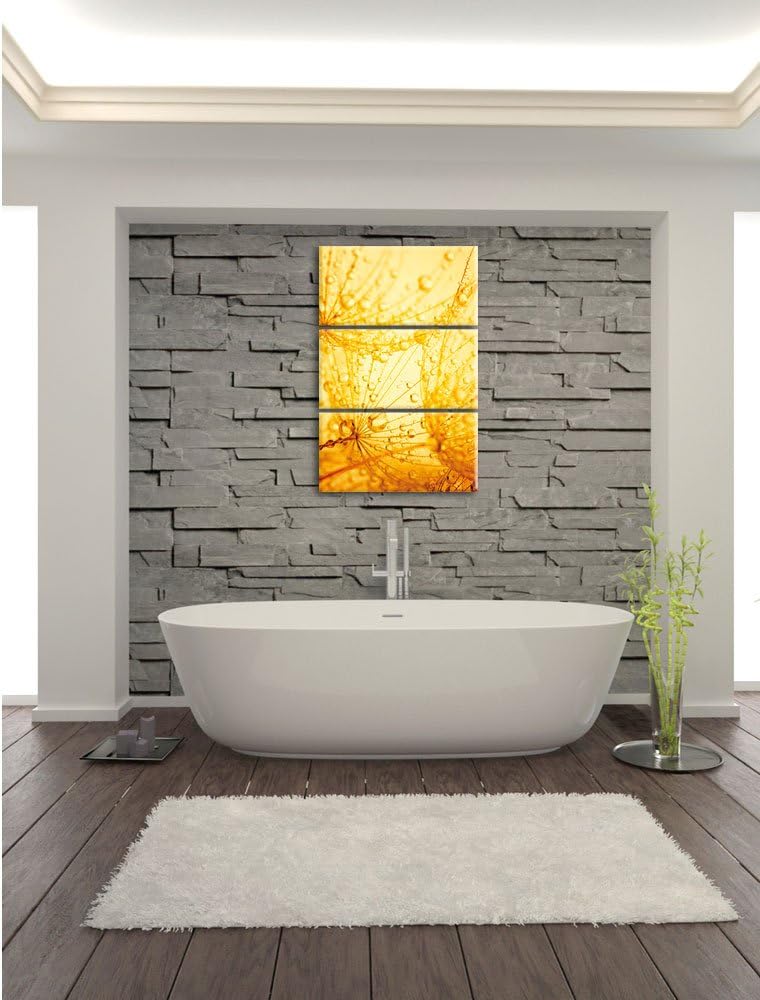 Pixxprint Pusteblumen Schirmflieger mit Tau 3-Teiler Leinwandbild 120x80 Bild auf Leinwand