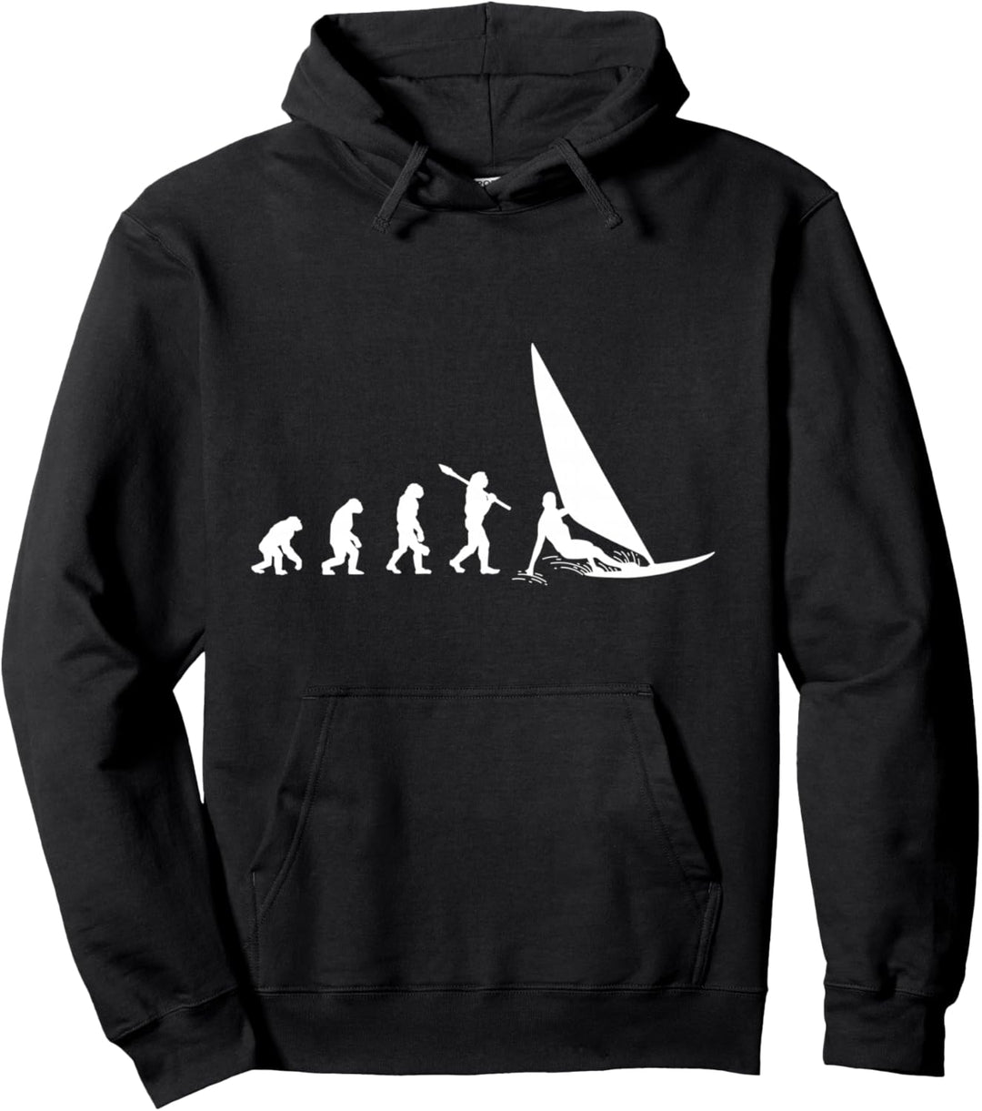 Lustiges Windsurfing Surfer Geschenk: Evolution Windsurfer Pullover Hoodie