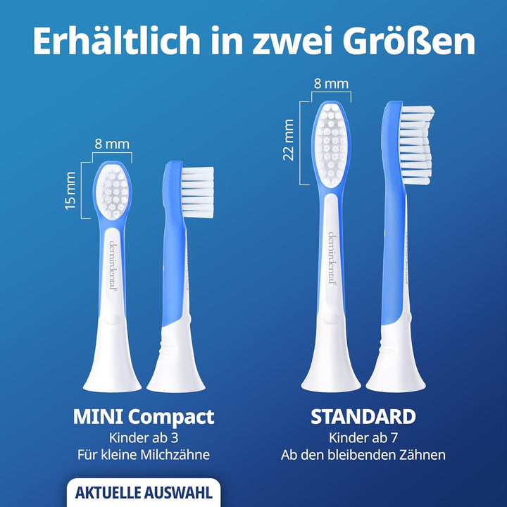 demirdental Kinder Ersatzbürsten passend für Philips Sonicare Kids, Compact Mini Bürstenköpfe für 3-