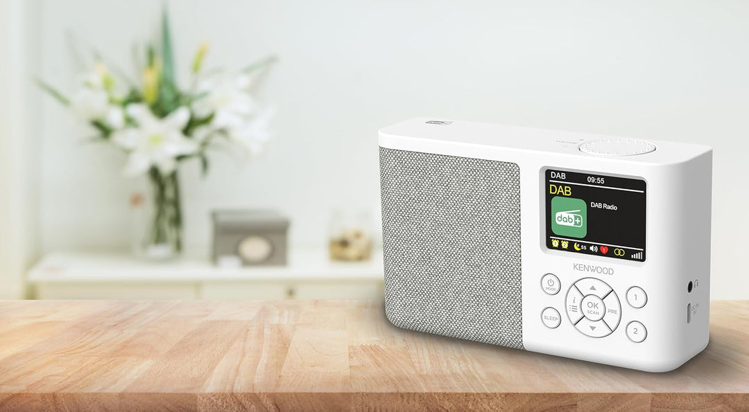 Kenwood CR-M33DAB-W - Tragbares DAB+ Radio mit Bluetooth, integriertem Li-Ion Akku & 6,1cm Farbdispl
