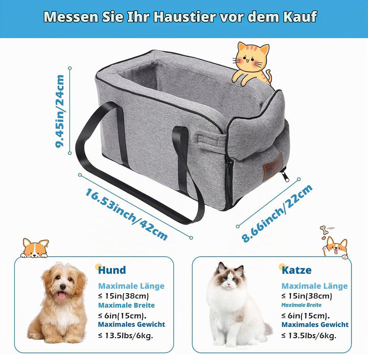 HundeAutositz für Kleine Hunde Katzen Abnehmbarer und Waschbarer Hundesitz für Kleine Haustiere Bis