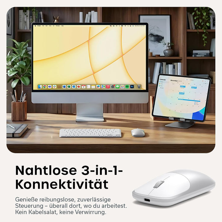 SATECHI Slim EX Kabellose Computermaus, Multi Device Bluetooth & 2,4-GHz für macOS, Windows, iPadOS
