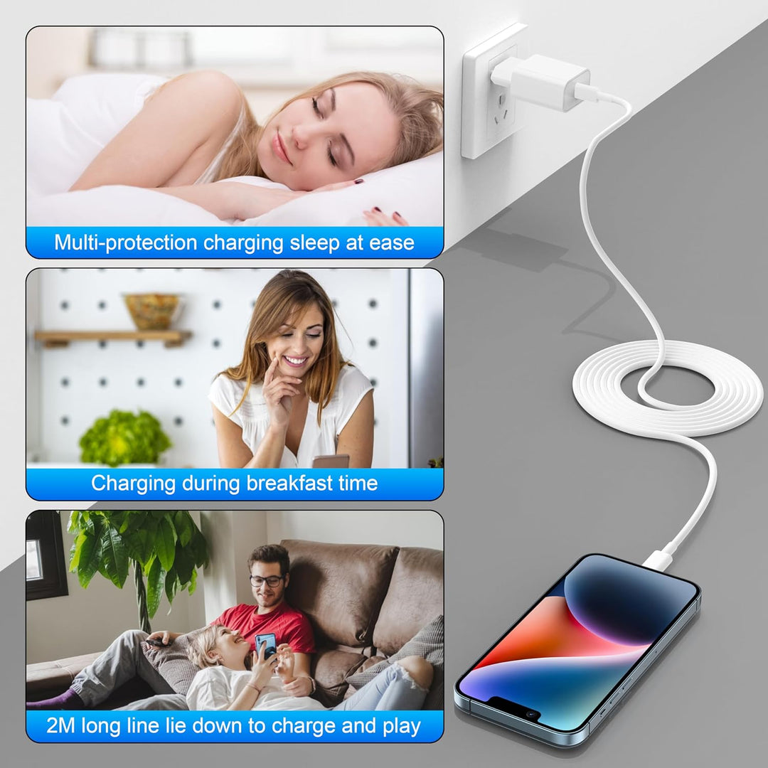 2Pack iPhone Schnellladegerät mit Ladekabel, iPhone Schnellladekebel 2m kable mit 20W USB C Ladegerä