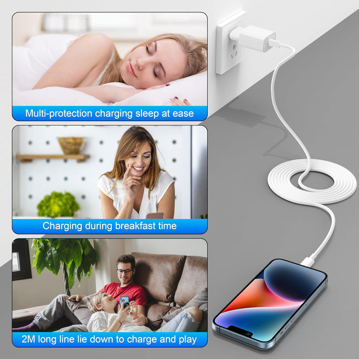 2Pack iPhone Schnellladegerät mit Ladekabel, iPhone Schnellladekebel 2m kable mit 20W USB C Ladegerä