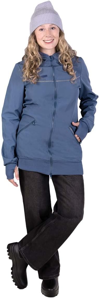 Viva la Mama 3in1 Softshell Tragejacke Baby Umstandsjacke Allwetter I JACKY L schieferblau, L schief