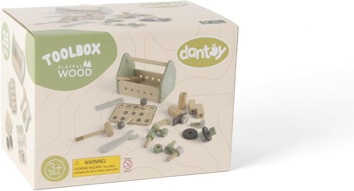 Dantoy - Werkzeugkiste aus Holz für Kinder - Rollenspiel - Holzspielzeug - mit Zubehör - 3+ Jahre