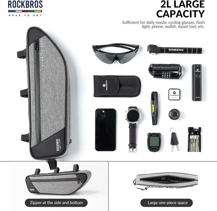 ROCKBROS Road-to-Sky Fahrrad Rahmentasche Reflektierende Wasserabweisende Fahrradtasche für Rahmen 2