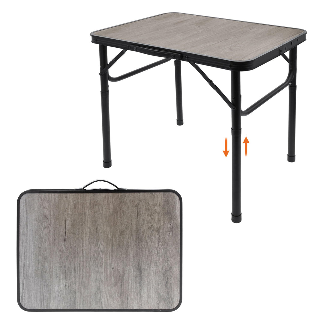 Spetebo Aluminium Campingtisch in Holz Optik höhenverstellbar - 60 x 26-56 cm - Universal Gartentisc