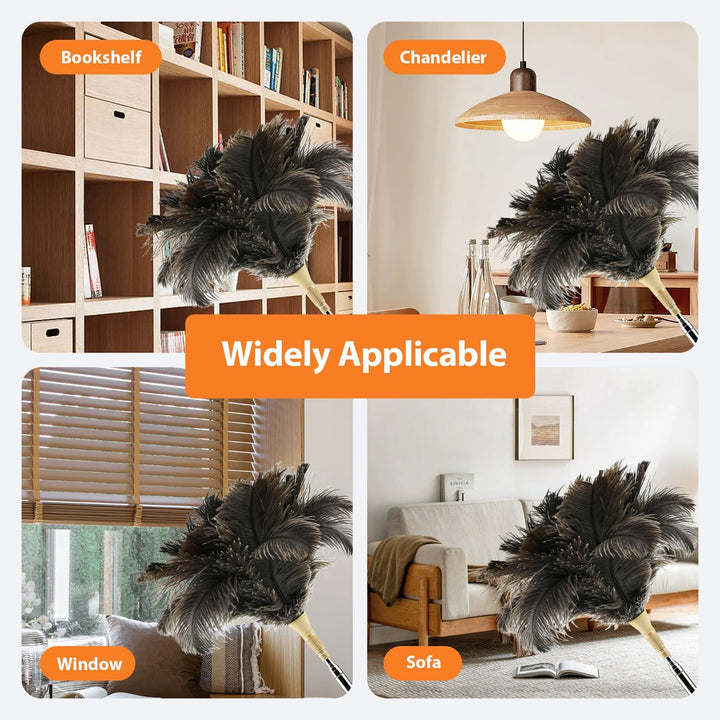 Duster Ostrich Feathers Staubwedel Straussenfedern, staubwedel Teleskopstange Straussenfedern Reinig
