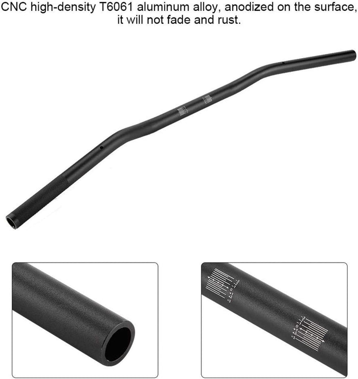 Qiilu 22mm Durchmesser Aluminiumlegierung Retro Motorrad Geändert Lenker Flach(Matt-schwarz)