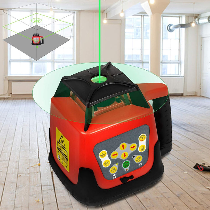 Rotationslaser Grün Selbstnivellierend Baulaser mit Empfänger Linienlaser 360 Grad mit Fernbedienung
