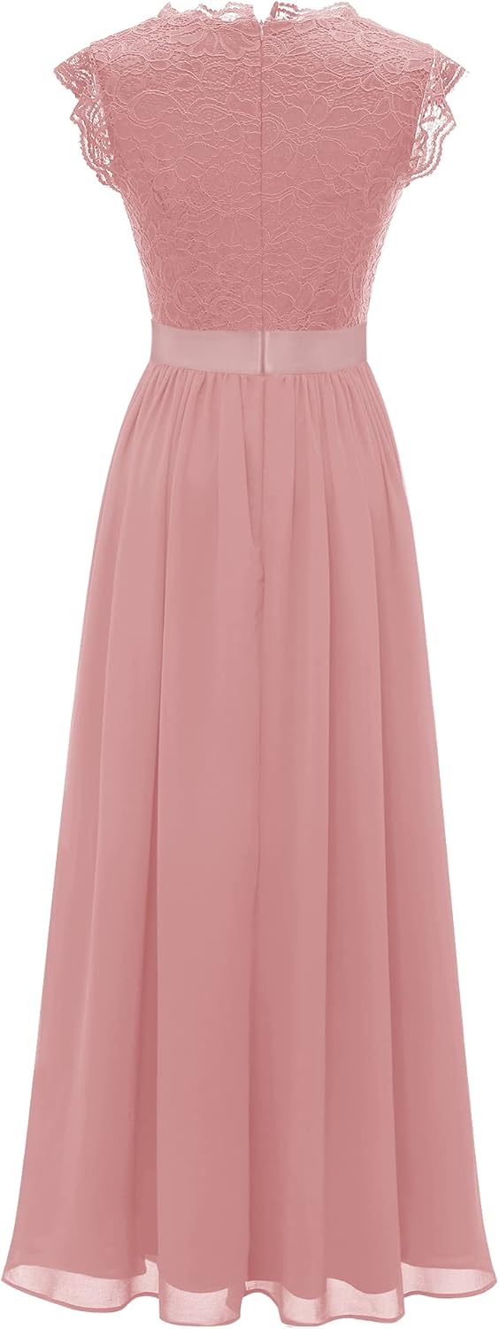 Dressystar Spitzen Cocktailkeid Elegant für Hochzeit Knielang Festlich Abendkleider Kurz XL Band_blu
