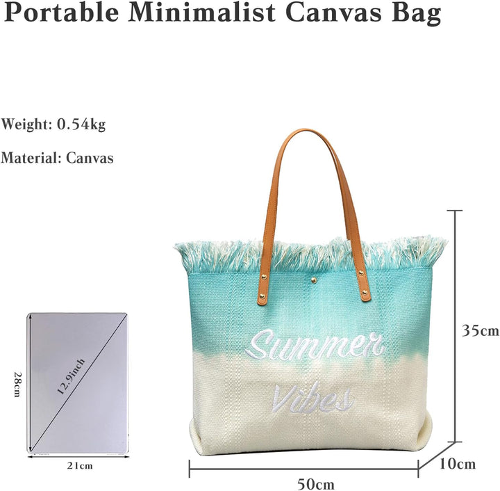 CORIOS Damen Canvas Handtasche Sommer Strand Tasche Böhmische Tote Beutel Grosse Schultertasche Casu