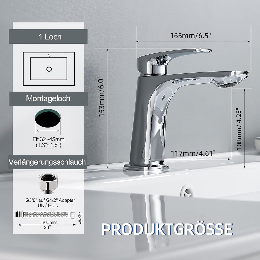 BELZ Wasserhahn Bad, Badezimmerarmaturen, Messingarmaturen, Heiss- und Kaltsteuerung, Einloch-Wascht