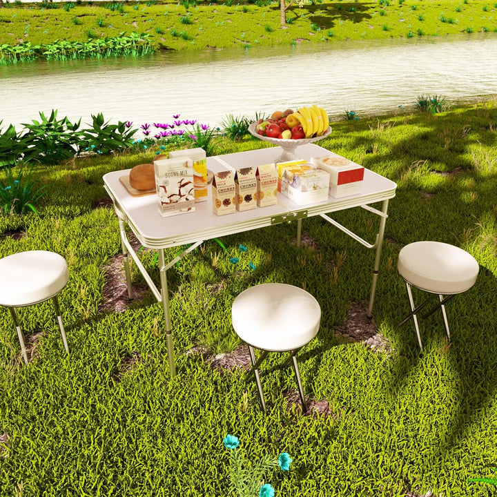 Klappbarer Gartentisch aus Aluminium, wasserdicht, höhenverstellbar mit praktischem Griff, für Outdo