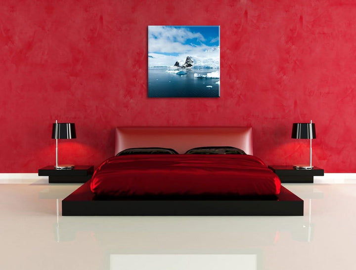 Pixxprint Winterlandschaft in der Antarktis als Leinwandbild/Grösse: 70x70 cm/Wandbild/Kunstdruck/fe