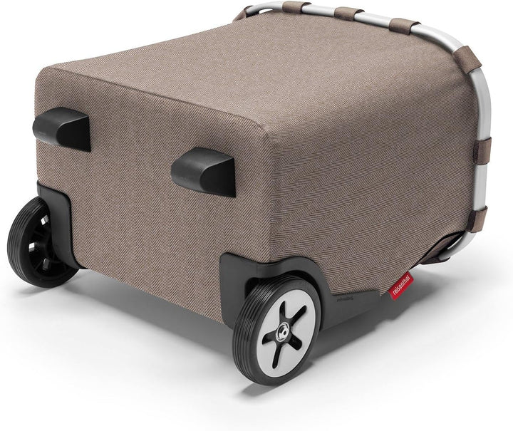 reisenthel carrycruiser Herringbone Mokka – Tragbarer Einkaufstrolley mit stabilem Aluminiumrahmen,