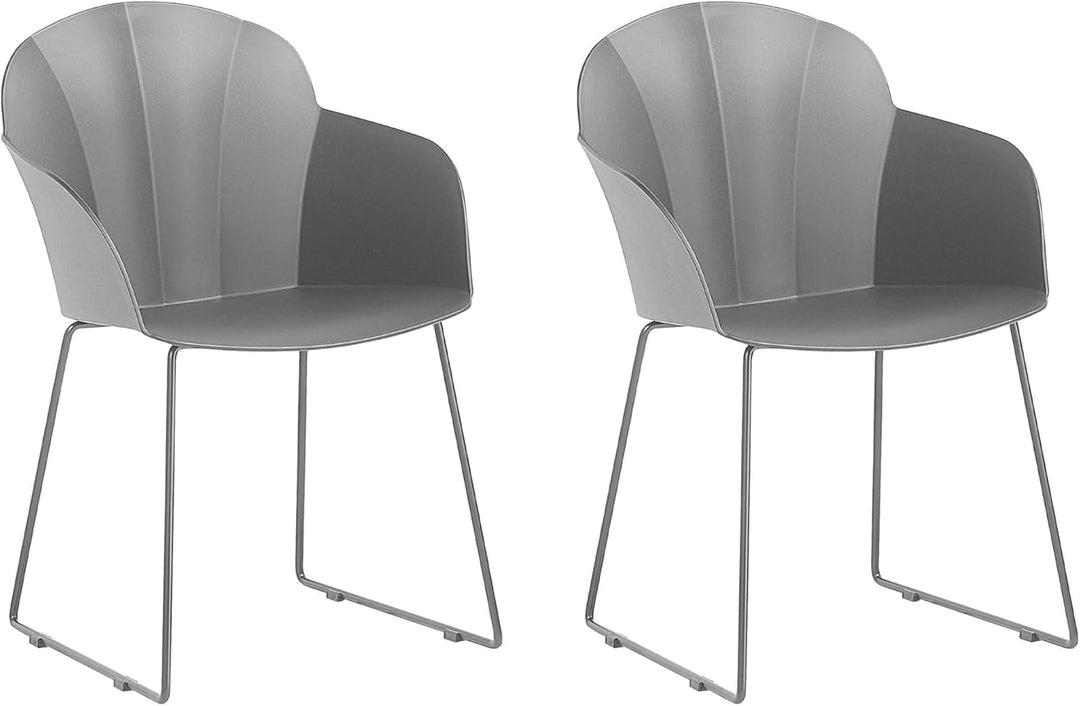 Schwarzes 2er Set Esszimmerstuhl aus Kunststoff mit Metallbeinen Sylva