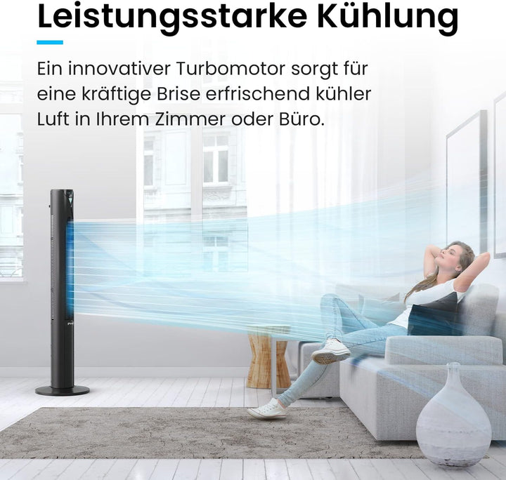 Pro Breeze Premium Design Turmventilator mit Fernbedienung, Timer & Oszillation, 117cm hoch - Standv