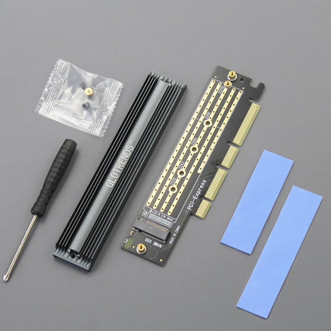 GLOTRENDS PA16 22110/2280 M.2 NVMe zu PCIe 4.0 X4 Adapter mit Vollabdeckung Aluminium Kühlkörper, PC