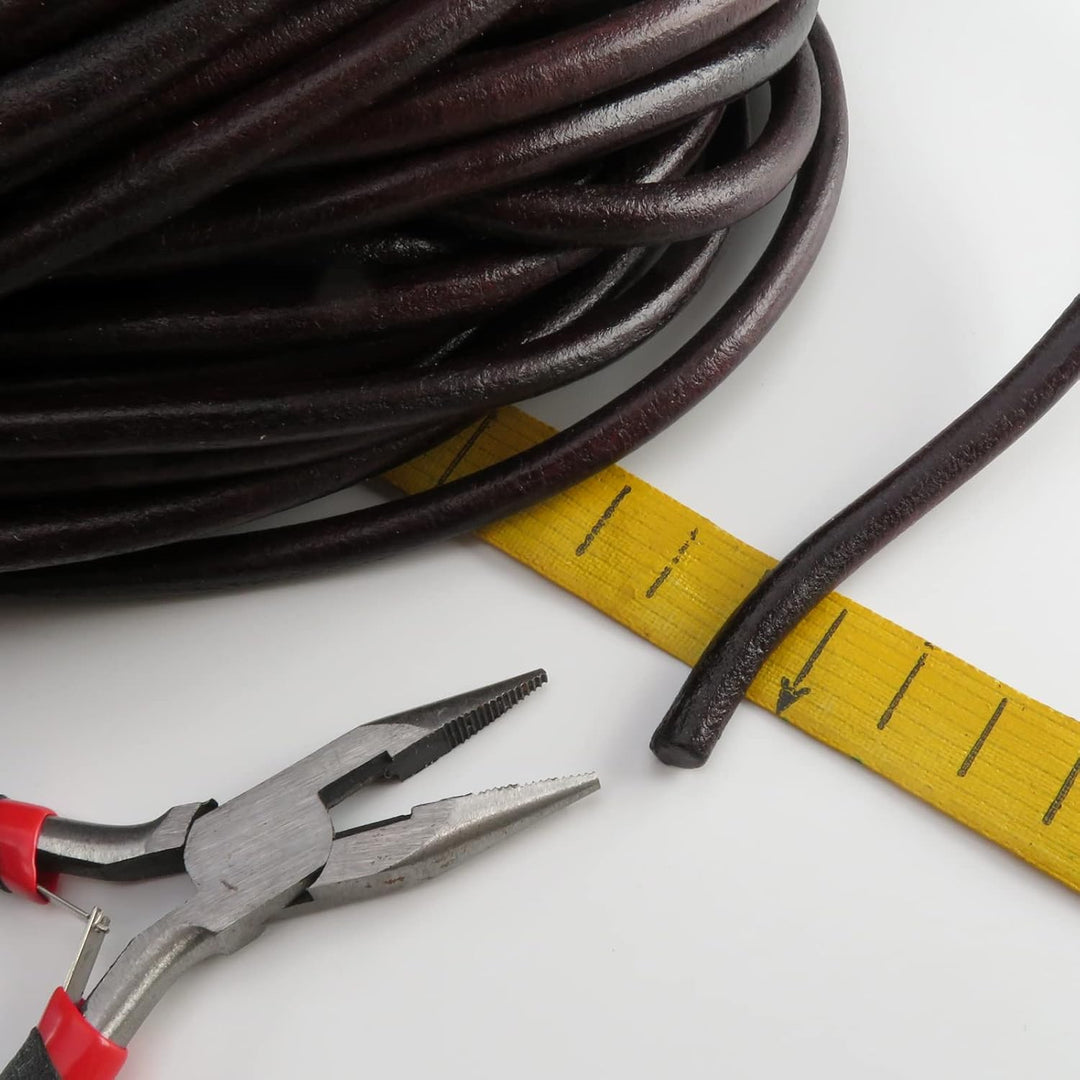 esnado Lederschnur Rund 6 mm. Braun - 10 Meter 10 Meter Braun, 10 Meter Braun