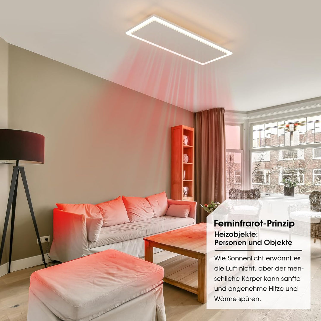 Infrarotheizung Deckenmontage 1190 Watt, Infrarot Deckenheizung mit LED Licht Beleuchtung, Infraroth