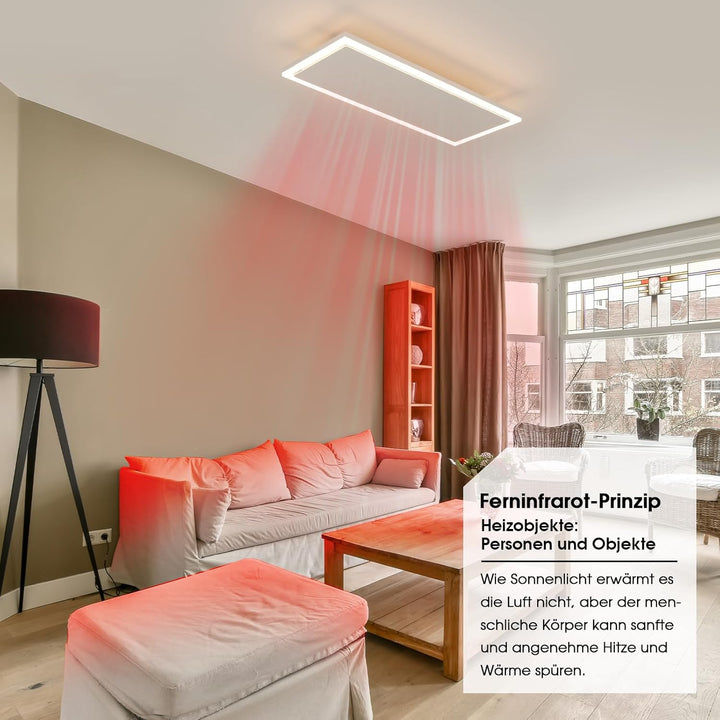 Infrarotheizung Deckenmontage 1190 Watt, Infrarot Deckenheizung mit LED Licht Beleuchtung, Infraroth