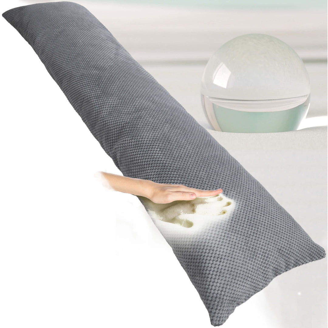 Traumreiter Seitenschläferkissen mit Bezug Grau Deluxe, orthopädisches Memory Foam Kissen Visco für
