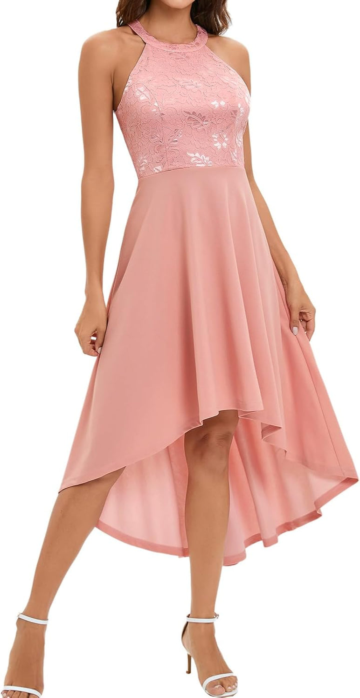 Bbonlinedress Abendkleider elegant für Hochzeit gast festliches Kleid Damen Neckholder Konfirmations