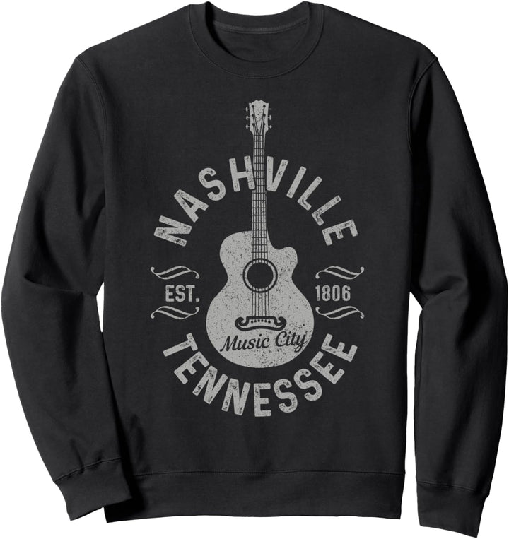 Nashville Tennessee Vintage Gitarre Country Music City Sweatshirt