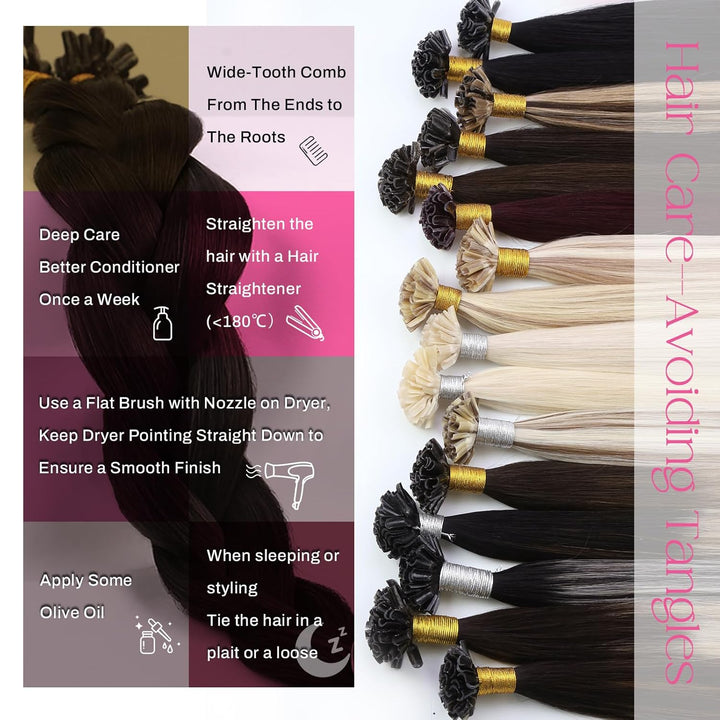 Moresoo Bonding Extensions Echthaar Braun Pre Bonded Bondings Keratin Extensions Echthaar Remy U Tip