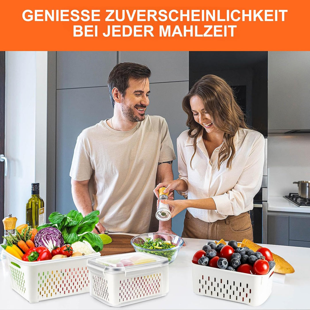 10 PCS Obst Aufbewahrung Kühlschrank, Abtropfen Beeren-Behälter, Gemüse Aufbewahrung Kühlschrank (Ma
