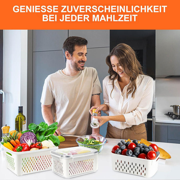 10 PCS Obst Aufbewahrung Kühlschrank, Abtropfen Beeren-Behälter, Gemüse Aufbewahrung Kühlschrank (Ma